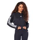 Moletom Feminino Adidas Cropped Capuz Preto/Branco