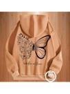 Moletom Feminino Borboleta Blusa de Frio Estampado Costas com Bolso Canguru Cordão Capuz Moletom Feminino Borboleta Blusa de Frio Estampado Costas com Bolso Canguru Cordão Capuz