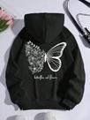 Moletom Feminino Borboleta Blusa de Frio Estampado Costas com Bolso Canguru Cordão Capuz Moletom Feminino Borboleta Blusa de Frio Estampado Costas com Bolso Canguru Cordão Capuz