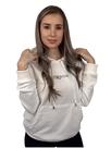 Moletom Feminino c/ Capuz Branco OFF Estampado Preto Valansuelo