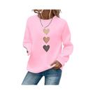 Moletom Feminino Casual Com Estampa De Coração, Manga Longa, Gola Redonda, Design Geométrico,