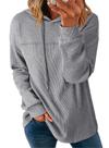 Moletom feminino casual de manga comprida com capuz Dokotoo cinza