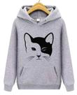 Moletom feminino cat gatinho blusa gatinha com capuz
