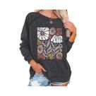 Moletom Feminino Com Estampa Floral Boêmia, Gola Redonda, Casual, Com Capuz Nos Ombros, Outono