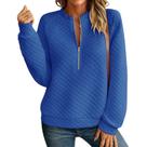 Moletom feminino com meio zíper acolchoado azul leve Moletom feminino com meio zíper acolchoado azul leve