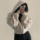 Moletom Feminino Com Zíper E Capuz De Manga Longa, Top Cropped De Outono, Jaqueta Casual Y2K Estilo