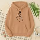 Moletom Feminino Coração Tumblr com Capuz Bolso Blusa de Frio Algodão Premium