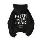 Moletom Feminino De Fleece Com Estampa De Letras 'Faith over Fear', Quente E Confortável, Pullover Moletom Feminino De Fleece Com Estampa De Letras 'Faith over Fear', Quente E Confortável, Pullover