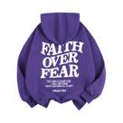 Moletom Feminino De Fleece Com Estampa De Letras 'Faith over Fear', Quente E Confortável, Pullover Moletom Feminino De Fleece Com Estampa De Letras 'Faith over Fear', Quente E Confortável, Pullover