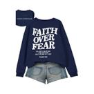Moletom Feminino De Fleece Com Estampa De Letras 'Faith over Fear', Quente E Confortável, Pullover