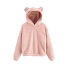 Moletom Feminino De Inverno Com Capuz De Pelúcia, Manga Longa, Orelhas De Coelho, Blusa Casual