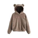 Moletom Feminino De Inverno Com Capuz De Pelúcia, Manga Longa, Orelhas De Coelho, Blusa Casual