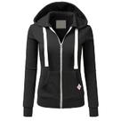 Moletom Feminino De Lã Com Zíper E Bolso, Manga Longa, Cordão Ajustável, Estilo Esportivo Moletom Feminino De Lã Com Zíper E Bolso, Manga Longa, Cordão Ajustável, Estilo Esportivo