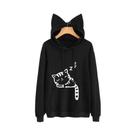 Moletom Feminino De Manga Longa Com Capuz, Estampa De Gato Fofo, Bolso Canguru E Cordão Ajustável