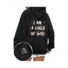 Moletom Feminino De Tamanho Grande, I Am a Child of God, Casual, Com Desenho Animado, Forrado De Moletom Feminino De Tamanho Grande, I Am a Child of God, Casual, Com Desenho Animado, Forrado De