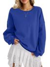 Moletom feminino EasyGala, de lã, gola redonda, azul M