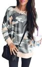 Moletom feminino ECOWISH 923, verde militar, tamanho M, estampa de camuflagem
