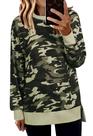 Moletom feminino ECOWISH com gola redonda e manga comprida com estampa camuflada
