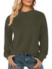 Moletom feminino Elesomo, outono, algodão, gola redonda, verde militar, L