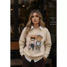 Moletom Feminino Estampa Casal Urso Blusa De Frio Suéter Bear Estampado Ursinho Tendência 2026 Outon