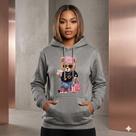 Moletom Feminino Estampado Canguru Algodão Com Capuz Casual Confortável
