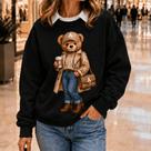 Moletom Feminino Estampado Urso Casaco e Bolsa -Philklen Moletom Feminino Estampado Urso Casaco e Bolsa -Philklen