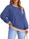 Moletom feminino Eytino Plus Size Color Block listrado azul 1X