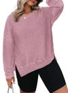 Moletom feminino Eytino plus size em malha de waffle rosa 1X
