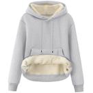 Moletom feminino Flygo, forrado de lã sherpa, cinza claro, de inverno