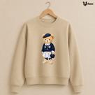 Moletom Feminino Gola Redonda Blusa de Frio Estampado Urso Moda Inverno Estilo Tumblr Casual Básico