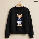 Moletom Feminino Gola Redonda Blusa de Frio Estampado Urso Moda Inverno Estilo Tumblr Casual Básico