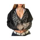 Moletom Feminino Gótico Preto Oversized Com Strass E Estampa De Esqueleto, Estilo Y2K Retrô Harajuku Moletom Feminino Gótico Preto Oversized Com Strass E Estampa De Esqueleto, Estilo Y2K Retrô Harajuku