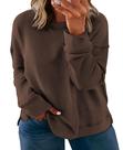 Moletom feminino Hailey com gola redonda plus size marrom 3GG