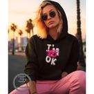 Moletom Feminino I'M ok, Está tudo bem Blusão casaco feminino com bolso e capuz blusa de frio