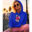 Moletom Feminino I'M ok, Está tudo bem Blusão casaco feminino com bolso e capuz blusa de frio Moletom Feminino I'M ok, Está tudo bem Blusão casaco feminino com bolso e capuz blusa de frio