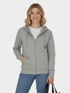 Moletom Feminino Jaqueta Cinza com Ziper e Capuz Blusa de Frio Inverno look de frio mulheres