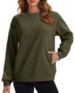 Moletom feminino MAGCOMSEN com gola redonda, lã, verde quente, XXL