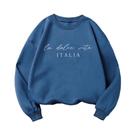 Moletom Feminino Multicolorido Y2K Com Estampa La Dolce Vita, Pullover Casual De Fleece, Top Solto