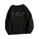 Moletom Feminino Multicolorido Y2K Com Estampa La Dolce Vita, Pullover Casual De Fleece, Top Solto