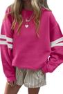 Moletom feminino OCSTRADE de tamanho grande listrado rosa vermelho