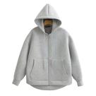 Moletom Feminino Oversized Com Zíper, Manga Comprida, Com Capuz, Jaqueta De Outono