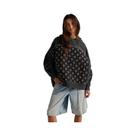 Moletom Feminino Preto Com Capuz, Bordado Em Patchwork, Manga Longa, Confortável E Casual