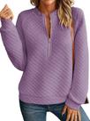 Moletom feminino Schine com meio zíper acolchoado, gola redonda, roxo Moletom feminino Schine com meio zíper acolchoado, gola redonda, roxo