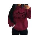 Moletom Feminino Solto De Lã Com Estampa Fé Esperança Amor, Estilo Casual Urbano Hip Hop, Gola