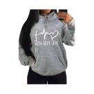 Moletom Feminino Solto De Lã Com Estampa Fé Esperança Amor, Estilo Casual Urbano Hip Hop, Gola