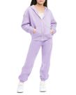 Moletom feminino Stelle de 2 peças com capuz lavanda com zíper L