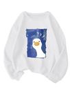 Moletom feminino WDIRARA com estampa de pato de desenho animado branco Moletom feminino WDIRARA com estampa de pato de desenho animado branco