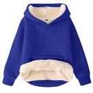 Moletom Flygo unissex para meninos e meninas, forrado de lã, sherpa, azul de inverno