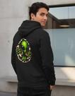 Moletom Geek Masculino Alienígena Preto Estampado Canguru