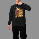 Moletom Gola Careca Algodão Moda De Rua Confortável Inverno Blusa De Frio Wild Bear